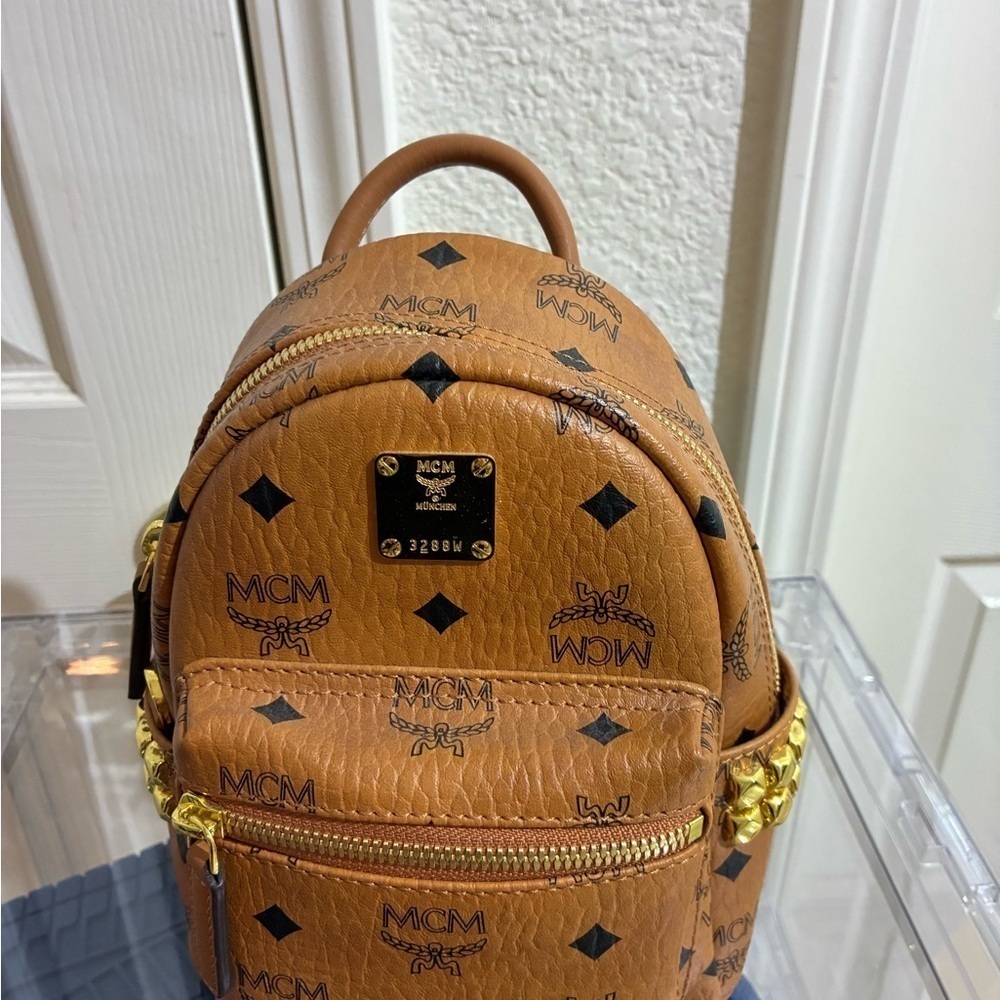 MCM Cognac Backpack with Black Accents - Picture 1 of 6